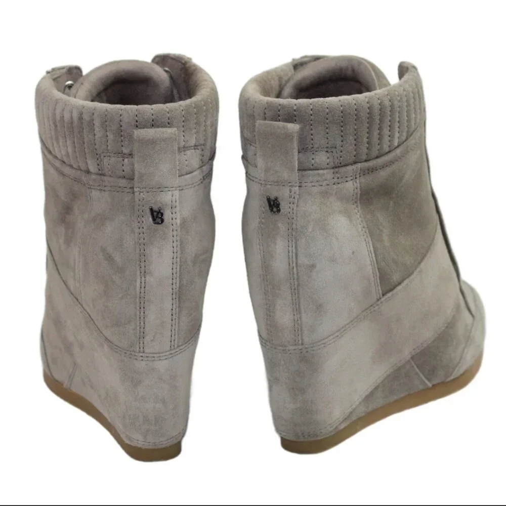 Veronica Beard Elissa Gray Suede Wedge Lace-Up Sneaker, Size 9 - Picture 7 of 9